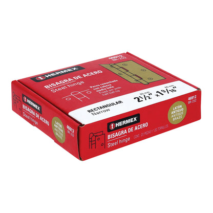 Bisagra rectangular 2-1/2 x 1-5/8", latón antiguo · vista 4