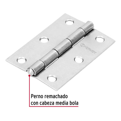 Bisagra rectangular de 3 pulgadas en acero pulido