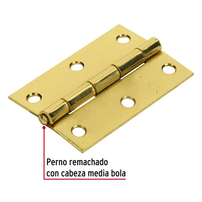 Bisagras rectangulares de 3 pulgadas en acero latonado