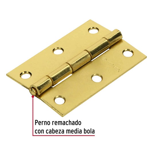 Bisagra rectangular de 3 pulgadas en acero latonado