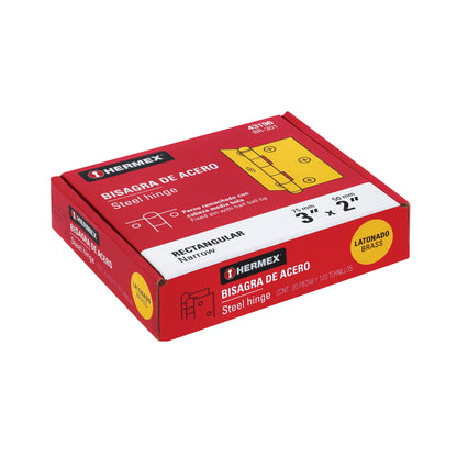 Bisagra rectangular de 3 pulgadas en acero latonado