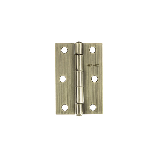 Bisagra rectangular 3 x 2", latón antiguo