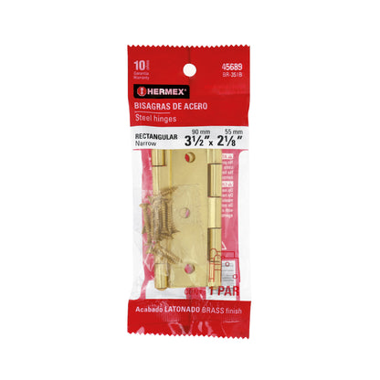 Bolsa 2 bisagras rectangulares 3-1/2 x 2-1/8" acero latonado