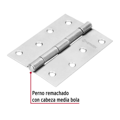 Bisagra rectangular de 4 pulgadas en acero pulido