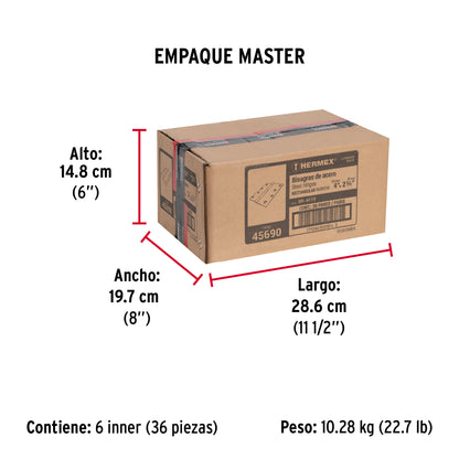 Bolsa 2 bisagras rectangulares 4 x 2-3/4", acero latonado · vista 7