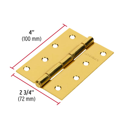Bisagra rectangular de 4 pulgadas en acero latonado