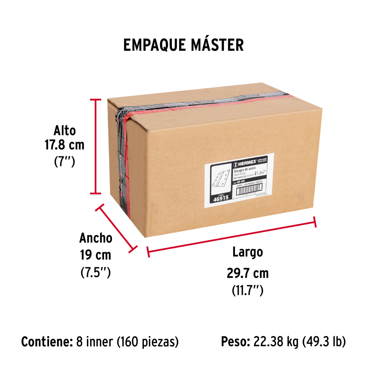 Bisagra rectangular 4 x 2-3/4", latón antiguo · vista 6