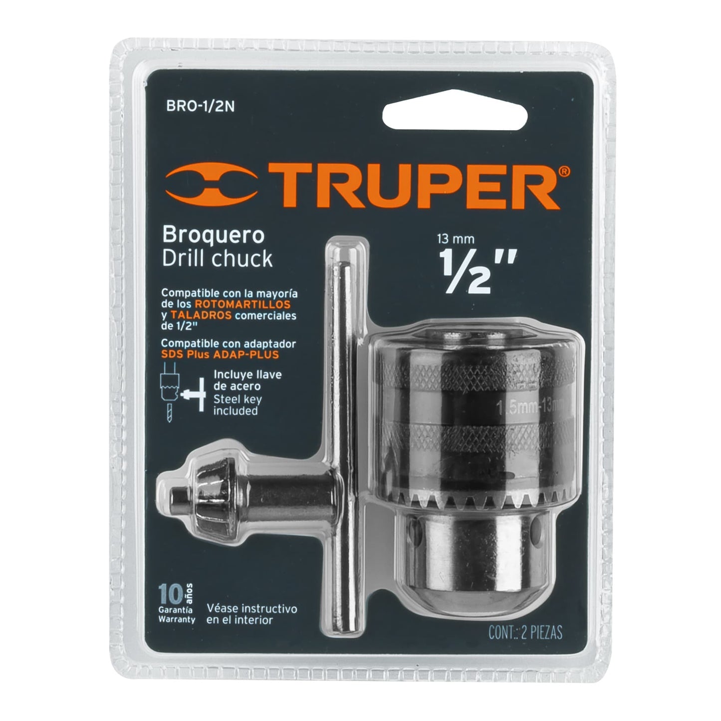 Broquero 1/2" con llave cuerpo moleteado TRUPER