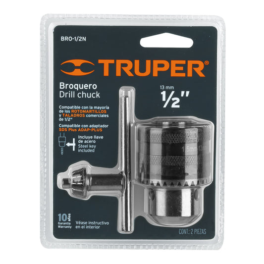 Broquero 1/2" con llave cuerpo moleteado TRUPER