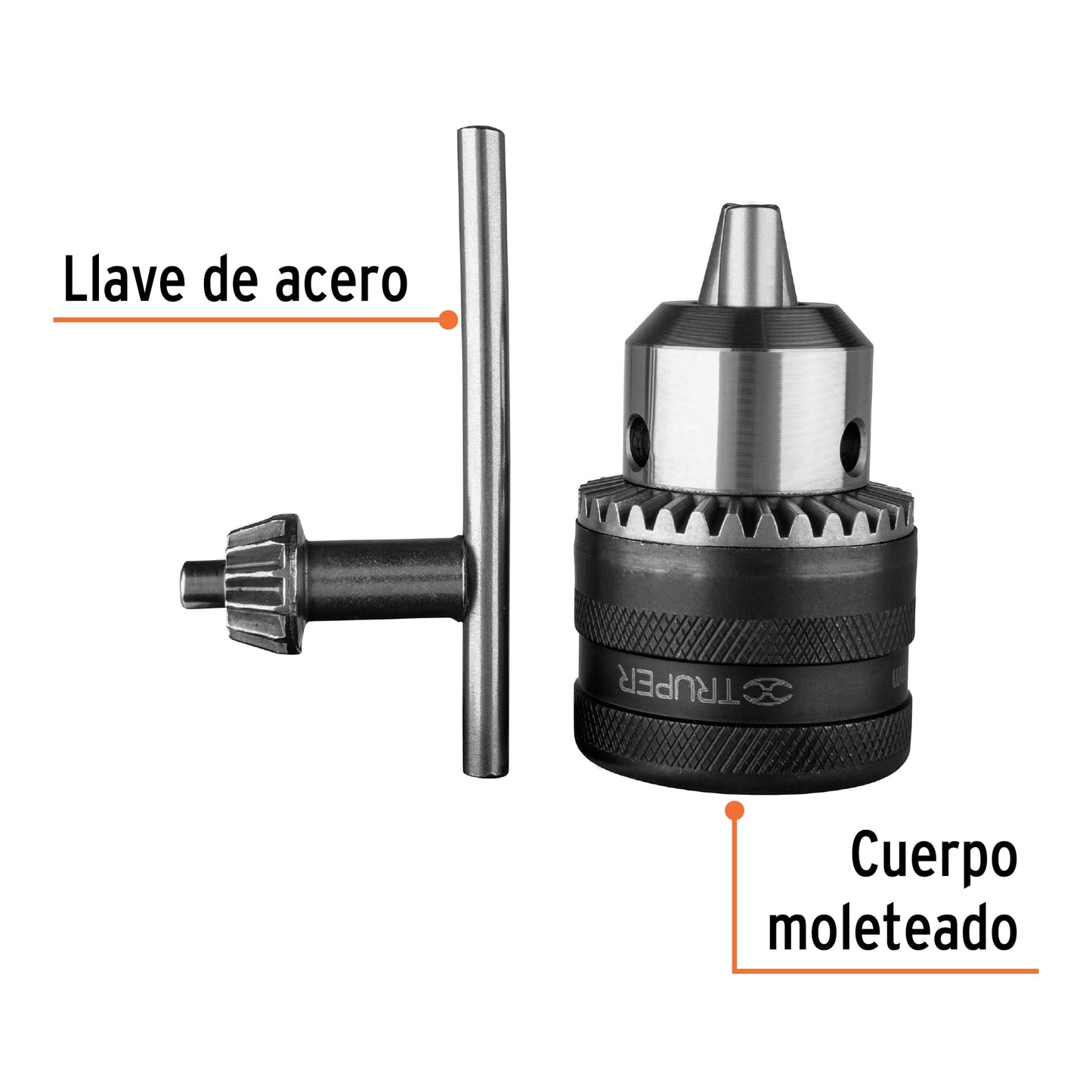 Broquero 1/2" con llave cuerpo moleteado TRUPER
