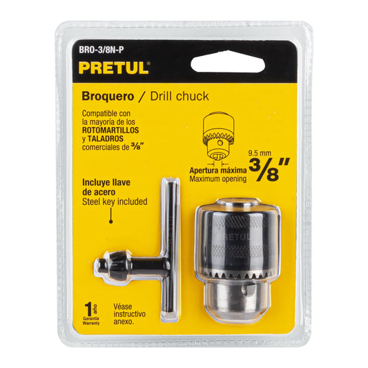 Broquero 3/8" con llave cuerpo moleteado PRETUL