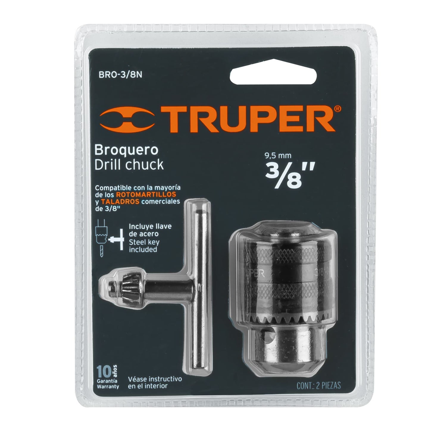 Broquero 3/8" con llave cuerpo moleteado TRUPER