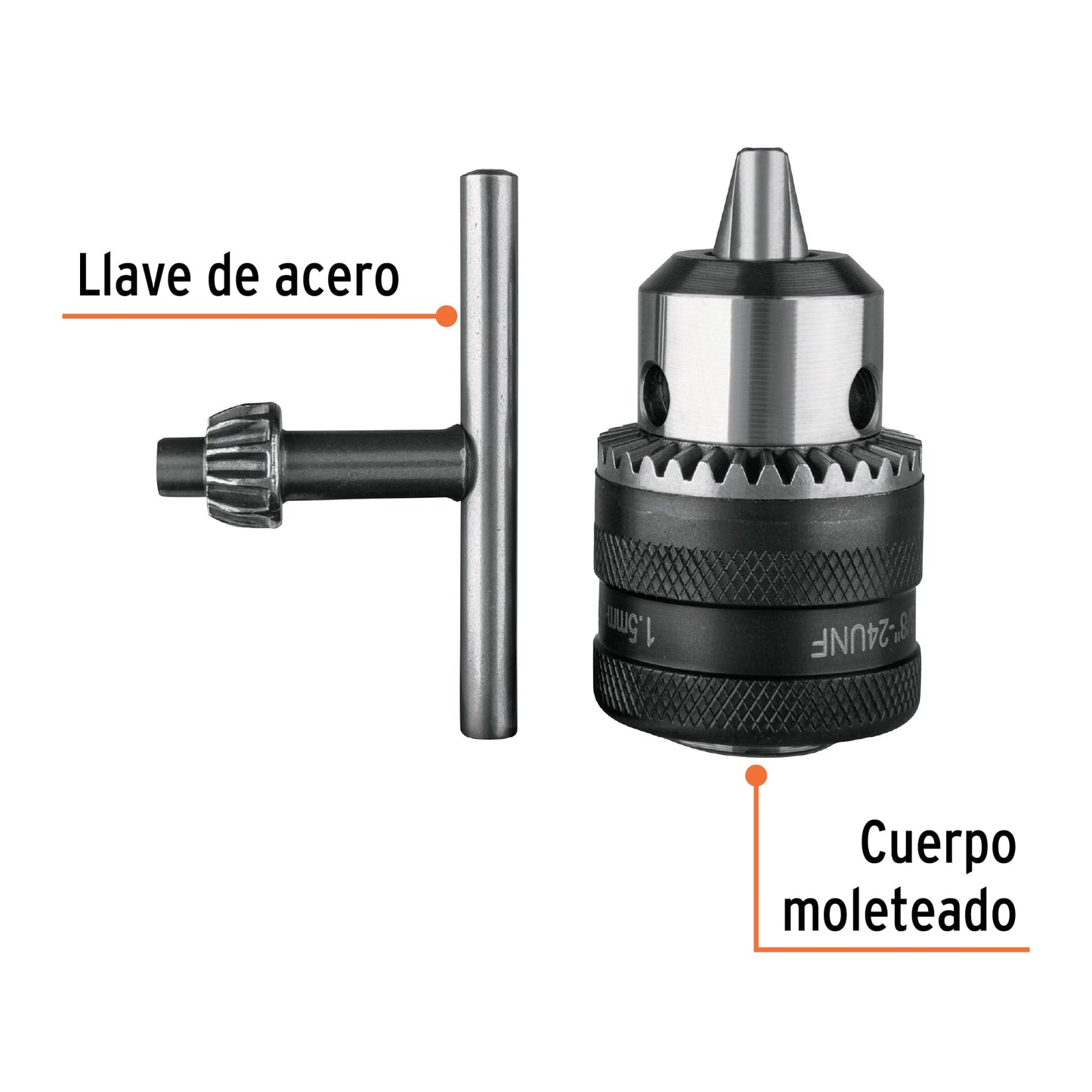 Broquero 3/8" con llave cuerpo moleteado TRUPER