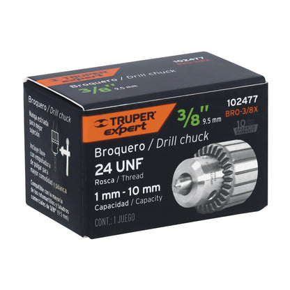 Broquero 3/8" con llave cuerpo estriado TRUPER EXPERT