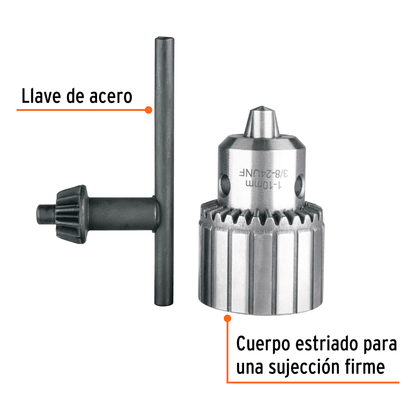 Broquero 3/8" con llave cuerpo estriado TRUPER EXPERT