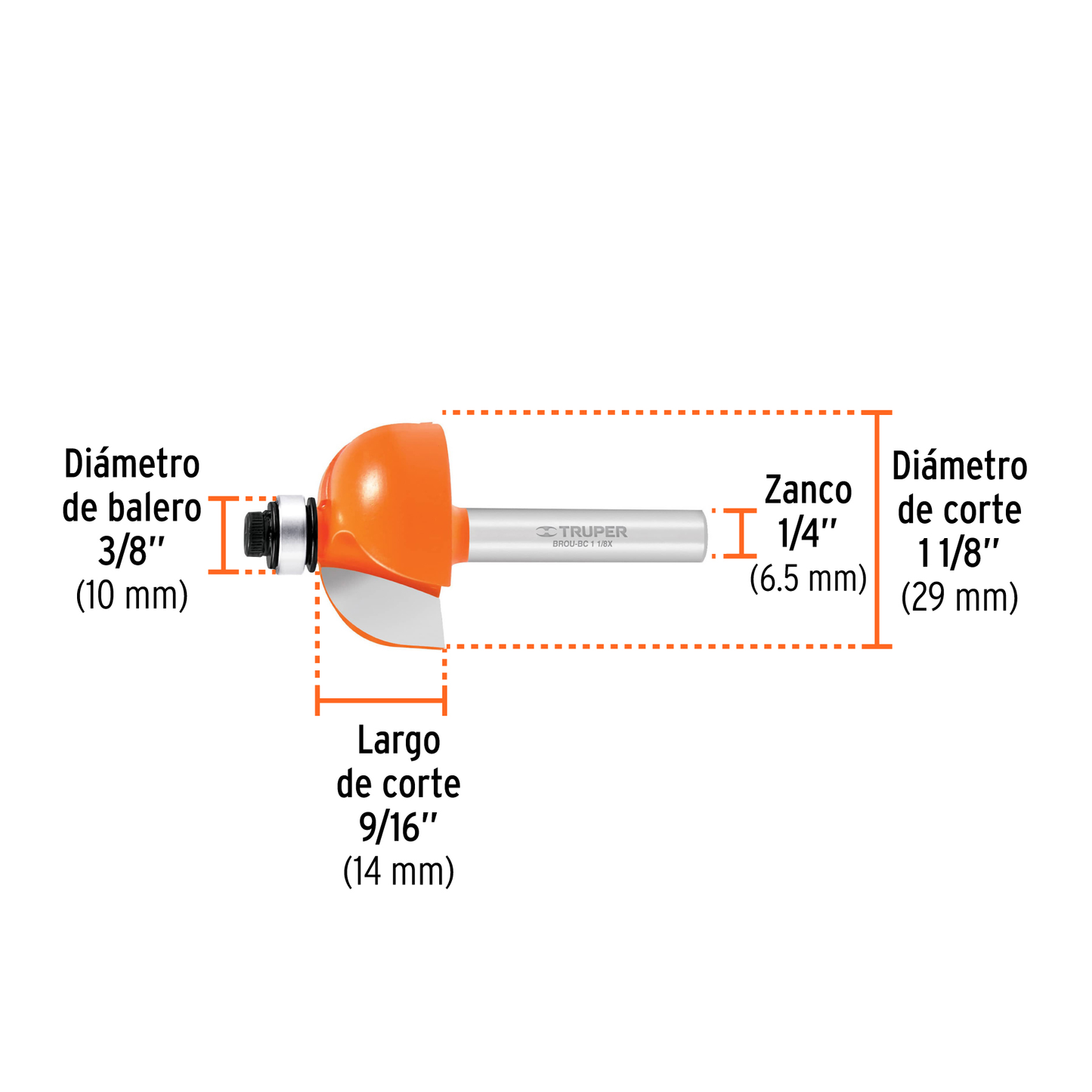 Broca para router bocel cuarto 1-1/8"