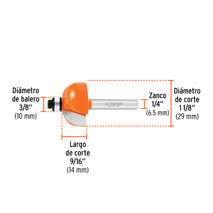Broca para router bocel cuarto 1-1/8"