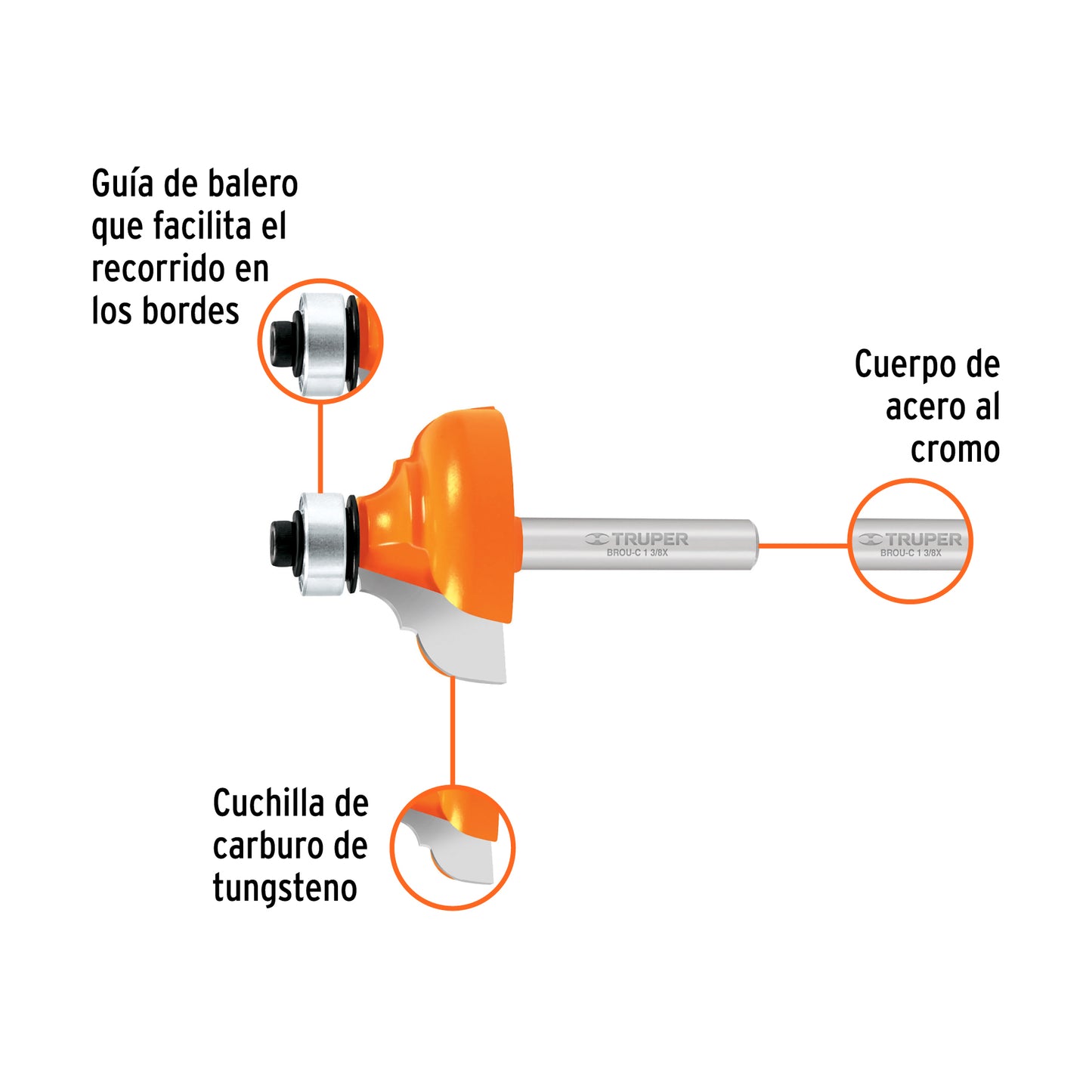 Broca para router clásica 1-3/8" con balero