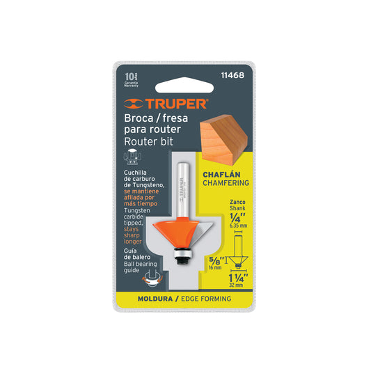Broca para router chaflán 1-1/4" con balero
