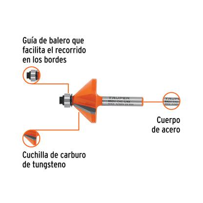 Broca para router chaflán 1-1/4" con balero