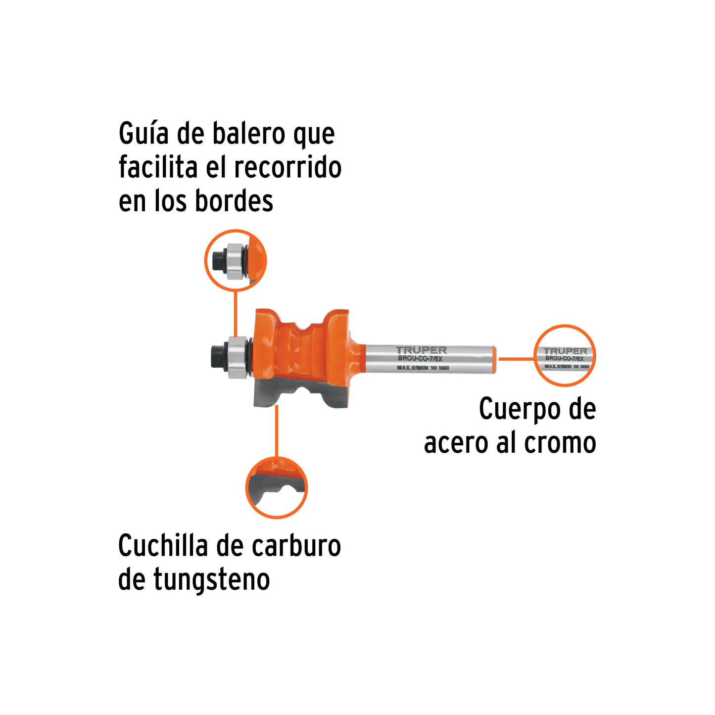 Broca para router collarín 7/8" con balero