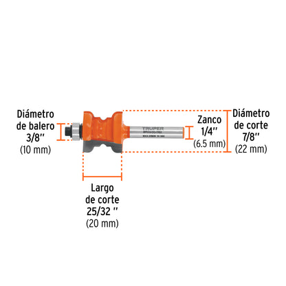 Broca para router collarín 7/8" con balero