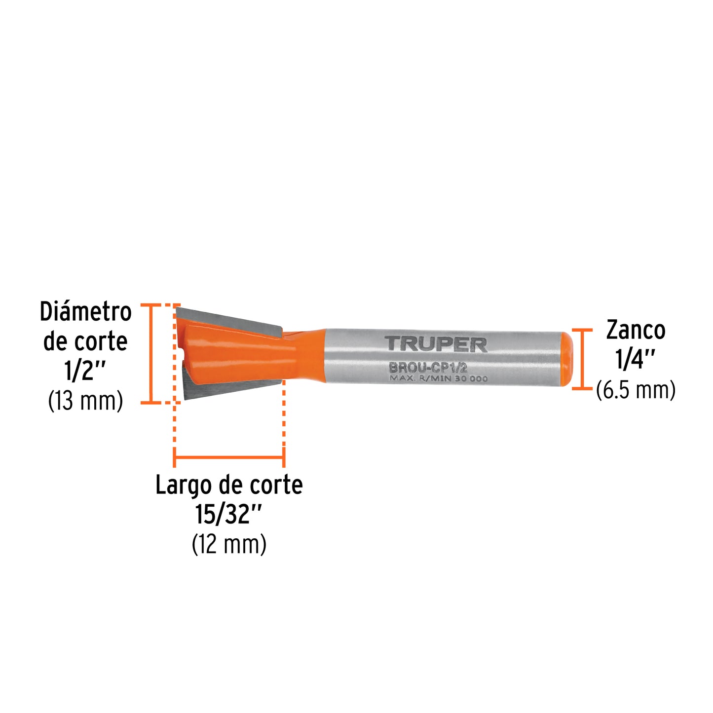 Broca para router cola de pato 1/2"