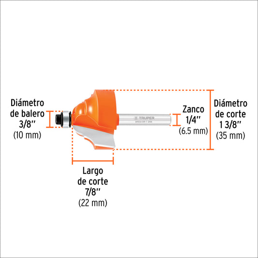 Broca para router doble romana 1-3/8"