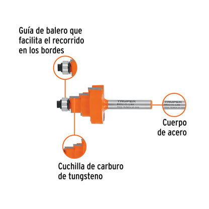 Broca para router escalonada 1-1/8" con balero