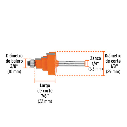 Broca para router escalonada 1-1/8" con balero