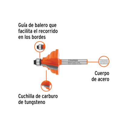 Broca para router española 1-1/4" con balero