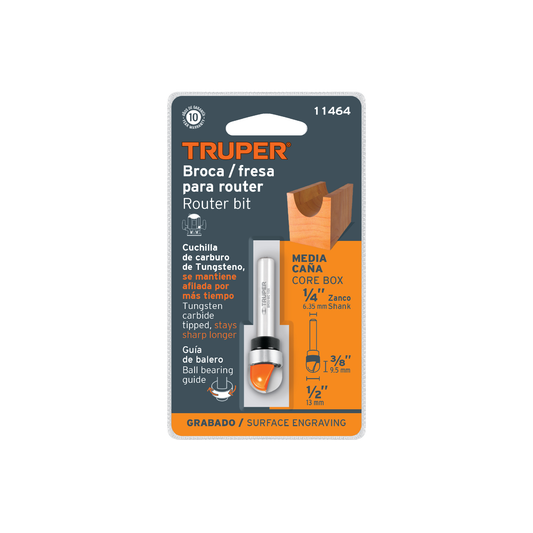 Broca para router media caña 1/2 pulg. con balero
