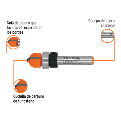 Broca para router media caña 1/2 pulg. con balero