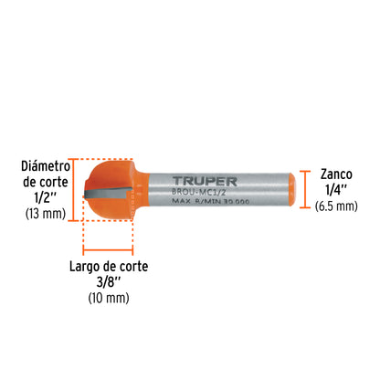Broca para router media caña 1/2"