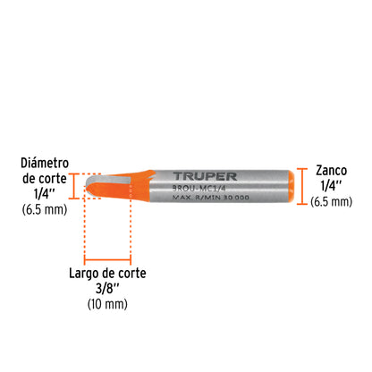 Broca para router media caña 1/4"