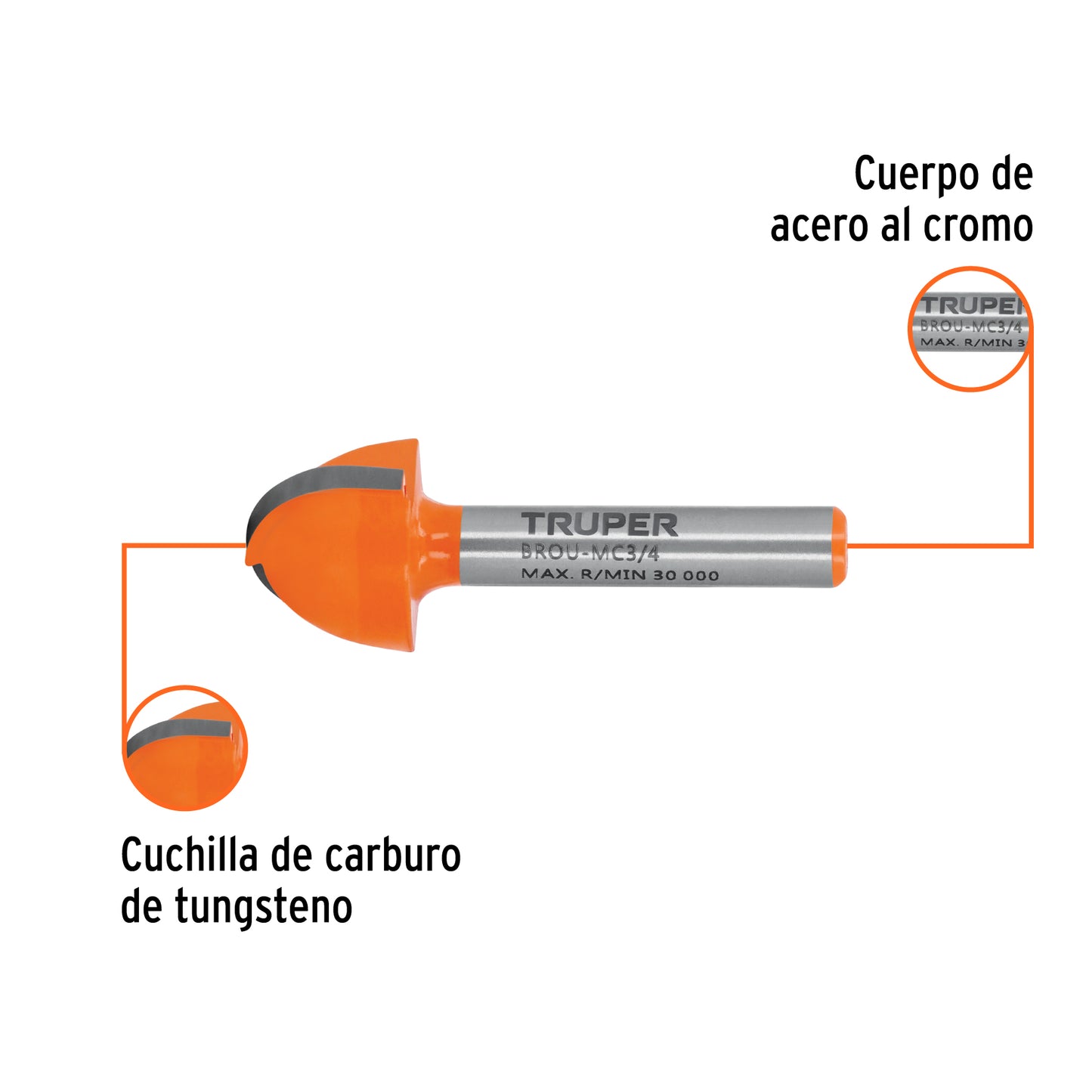 Broca para router media caña 3/4"