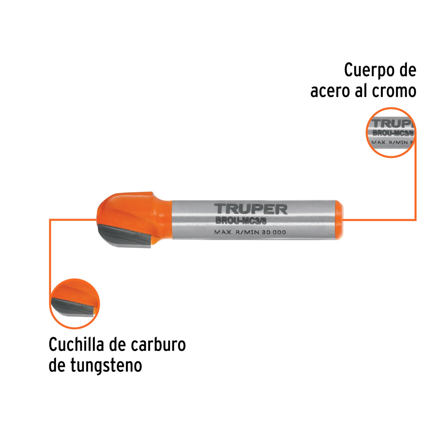Broca para router media caña 3/8"