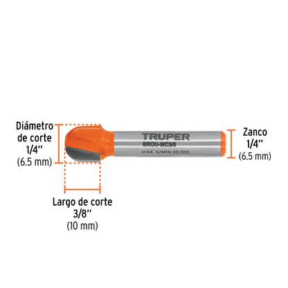 Broca para router media caña 3/8"