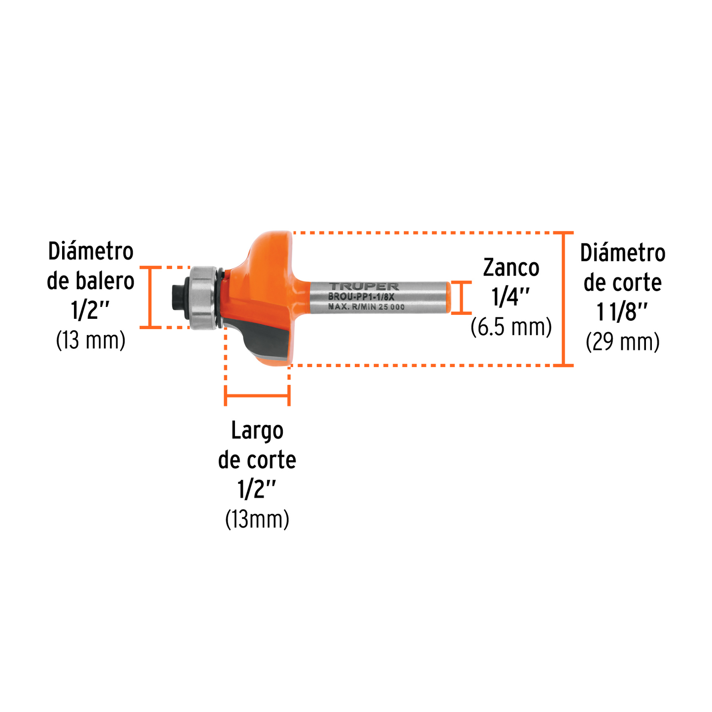 Broca para router pecho paloma 1-1/8"