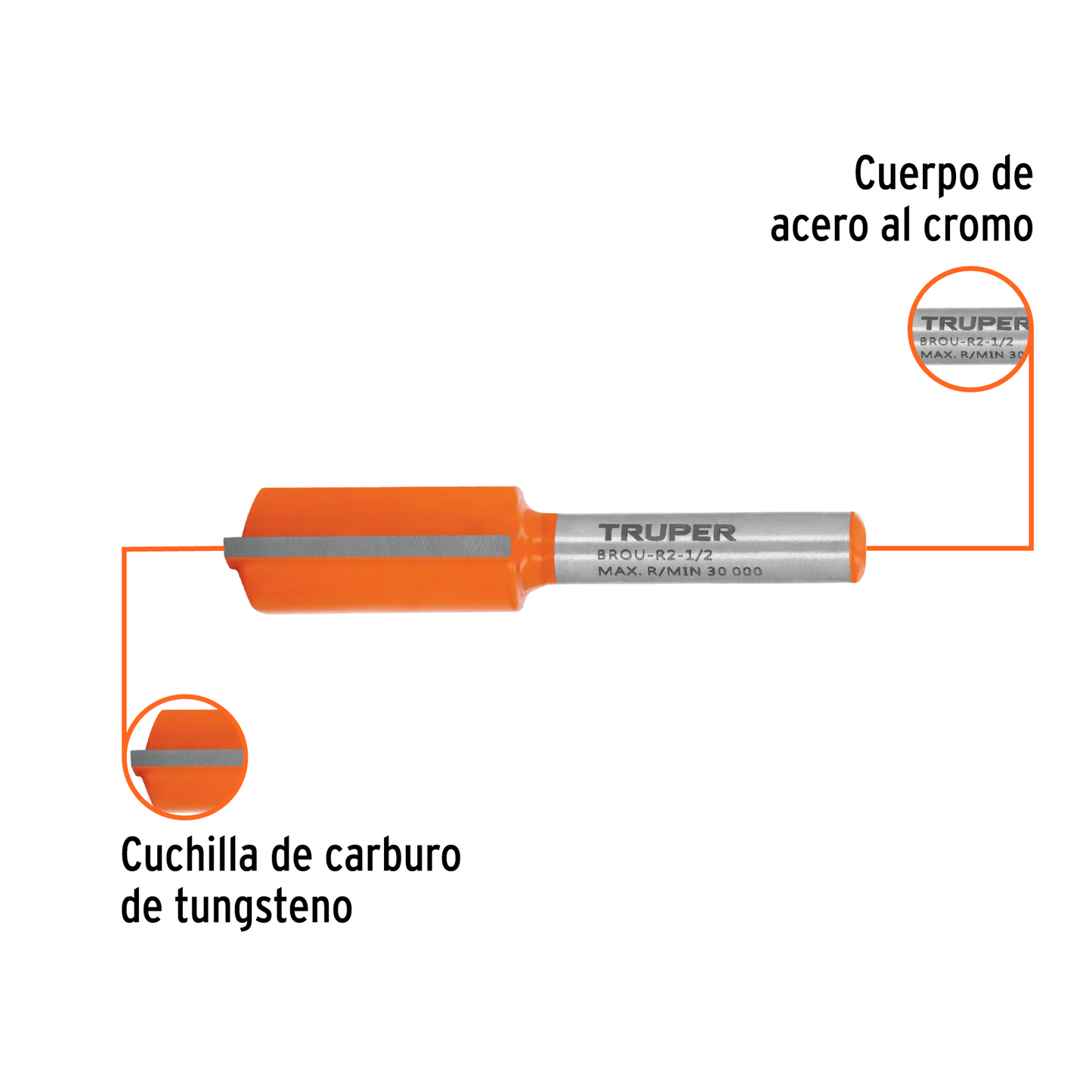 Broca para router recta 2 filos 1/2"