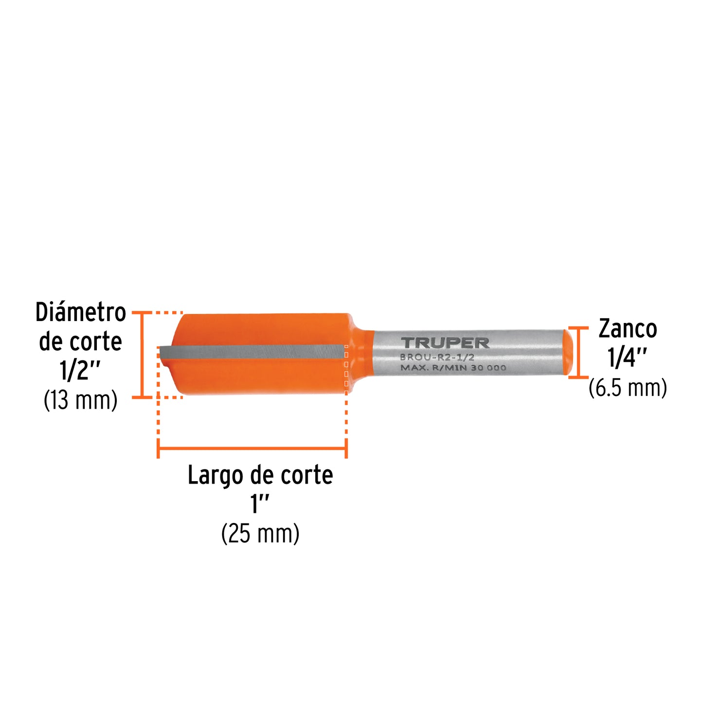 Broca para router recta 2 filos 1/2"