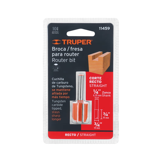 Broca para router recta 2 filos 3/4"