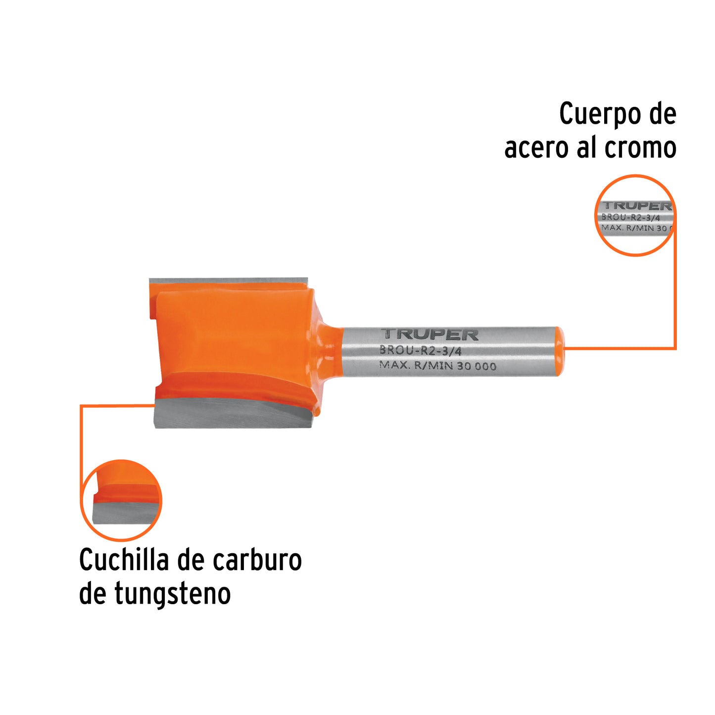 Broca para router recta 2 filos 3/4"