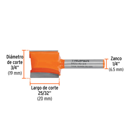 Broca para router recta 2 filos 3/4"