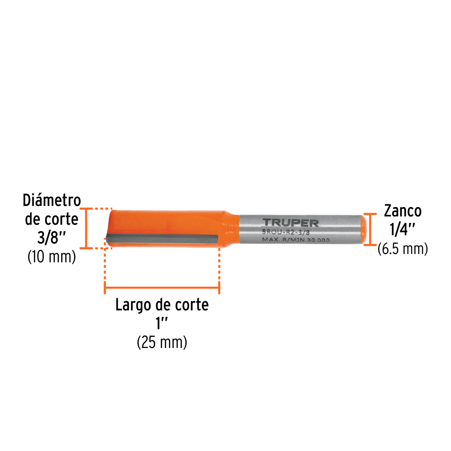 Broca para router recta 2 filos 3/8"