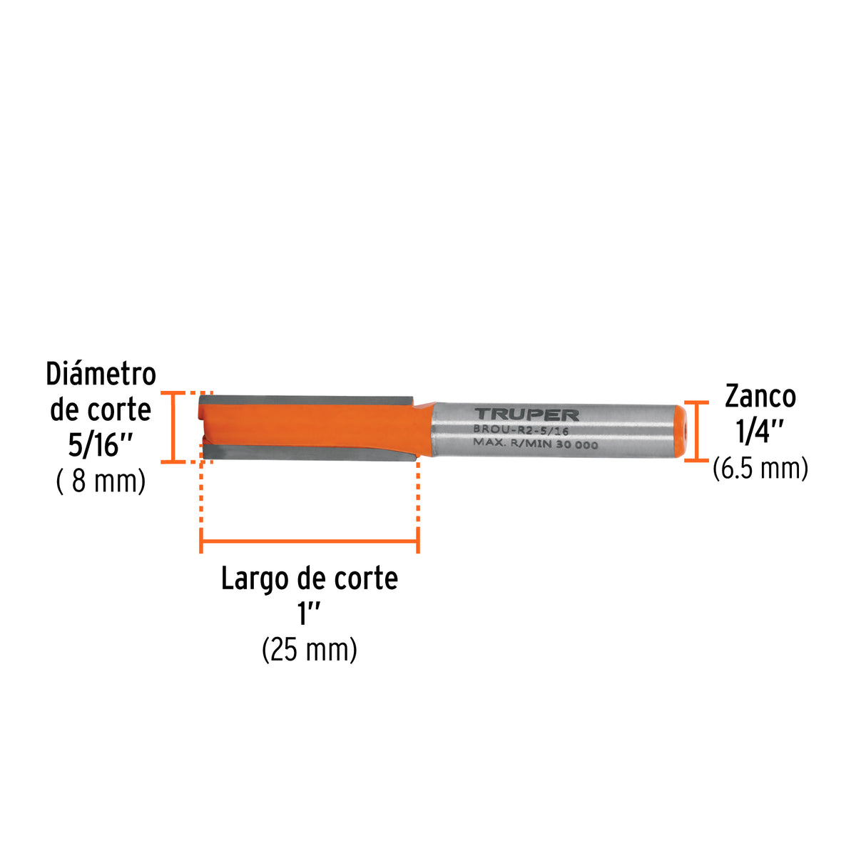 Broca para router recta 2 filos 5/16"