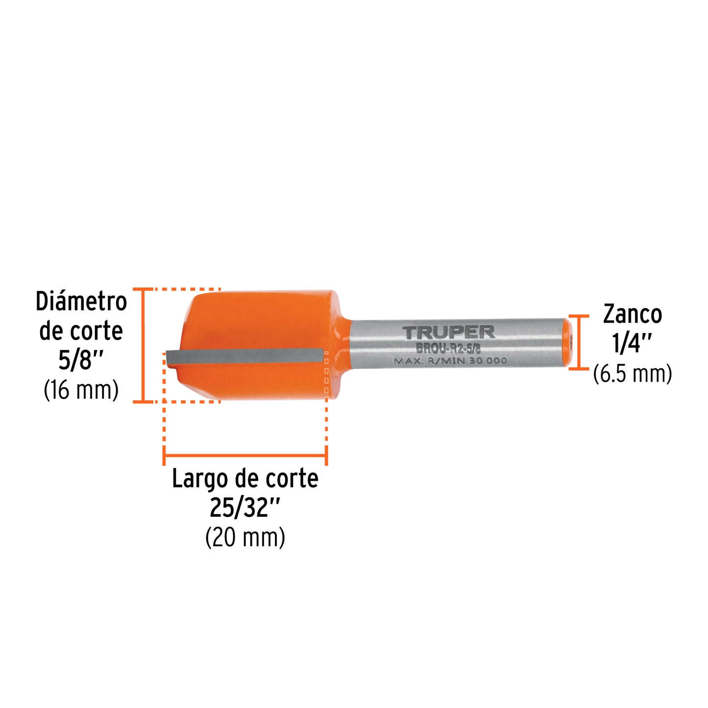 Broca para router recta 2 filos 5/8"