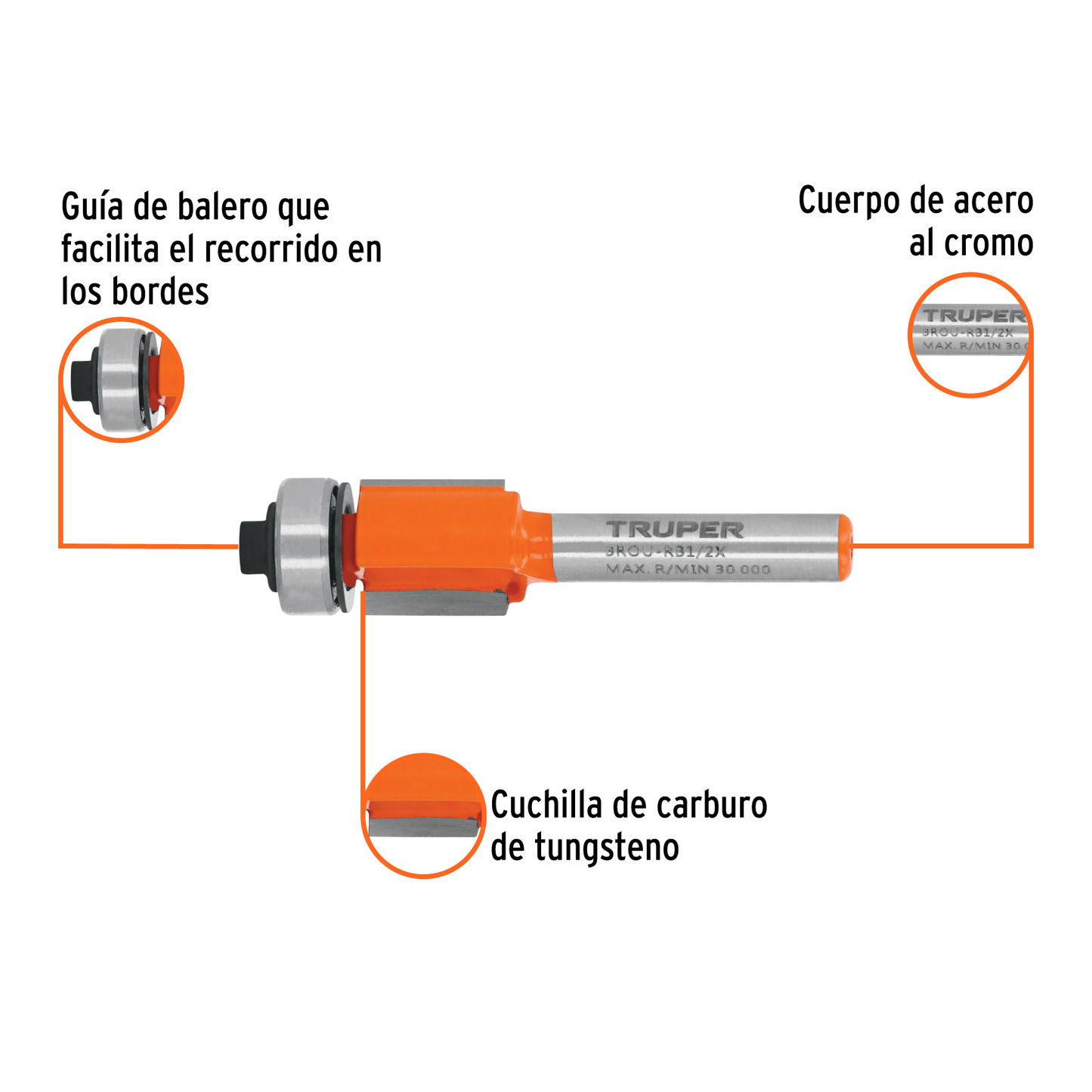 Broca para router corte recto 1/2"