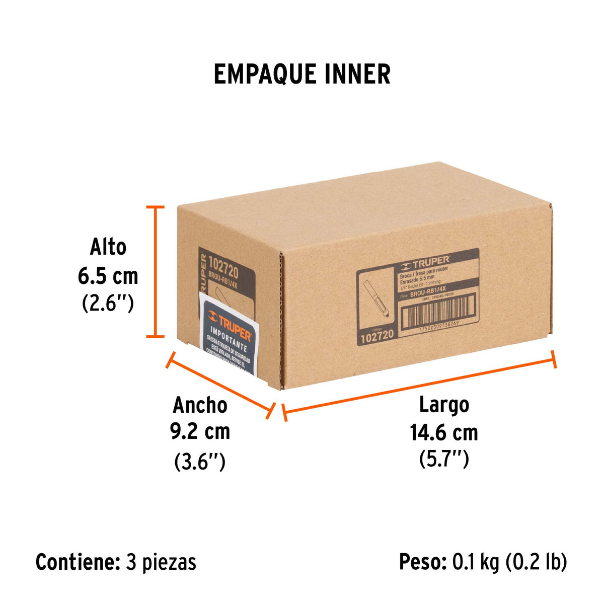 Broca para router, corte recto, 1/4" con balero · vista 6