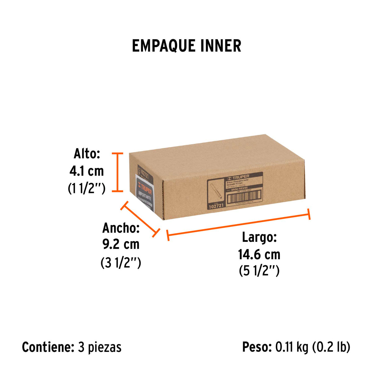 Broca para router, corte recto, 3/8" con balero · vista 6